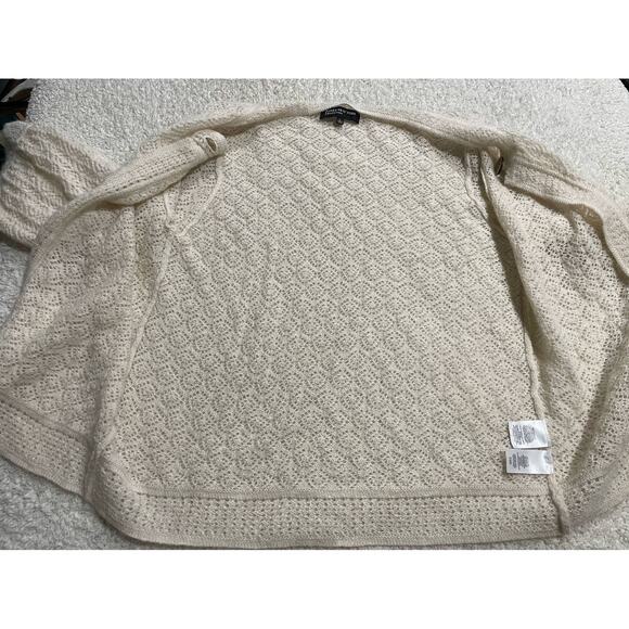 Jones New York Wool Mohair Blend Cardigan Sweater Womens Large Open Knit Ivory - Picture 8 of 10